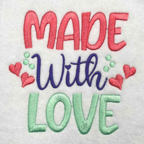 made with love embroidery design