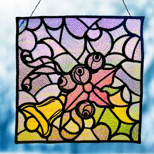 In The Hoop: Stained Glass Holly & Bell