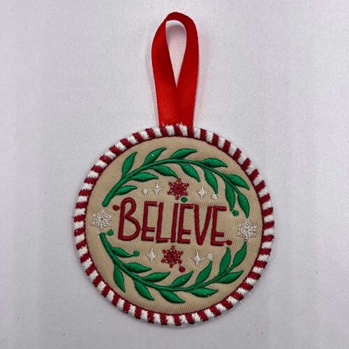 Christmas Ornament Believe embroidery design