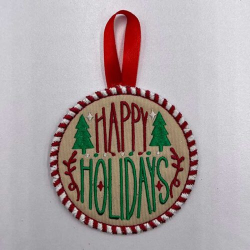Christmas Ornament Happy Holidays embroidery design