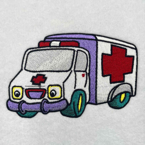 cute ambulance embroidery design