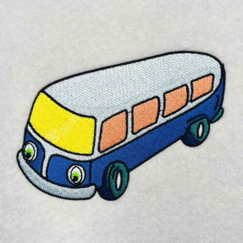 cute bus embroidery design