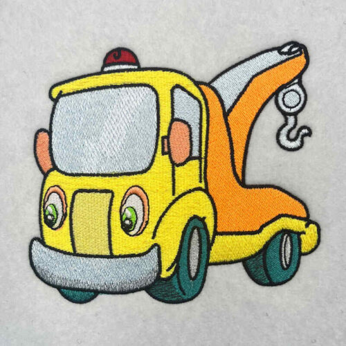 cute tow truck embroidery design