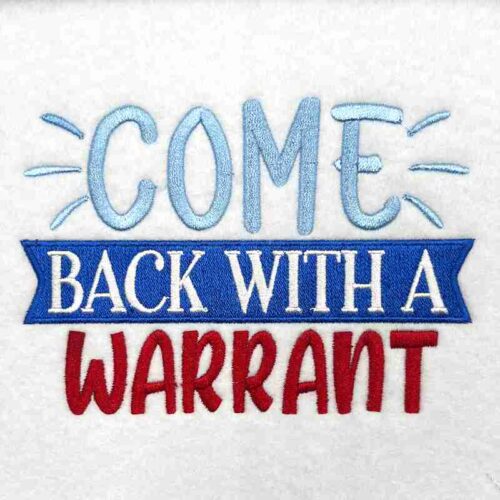 Come back embroidery design