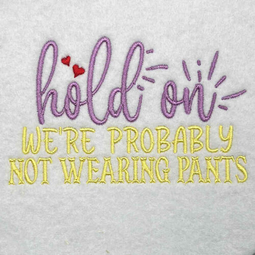 Hold on embroidery design
