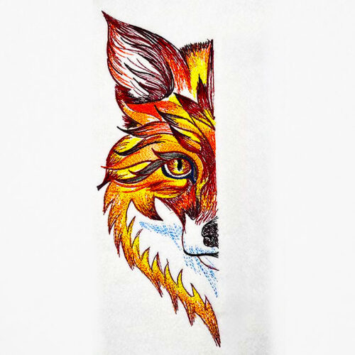 Art Deco Fox left side embroidery design