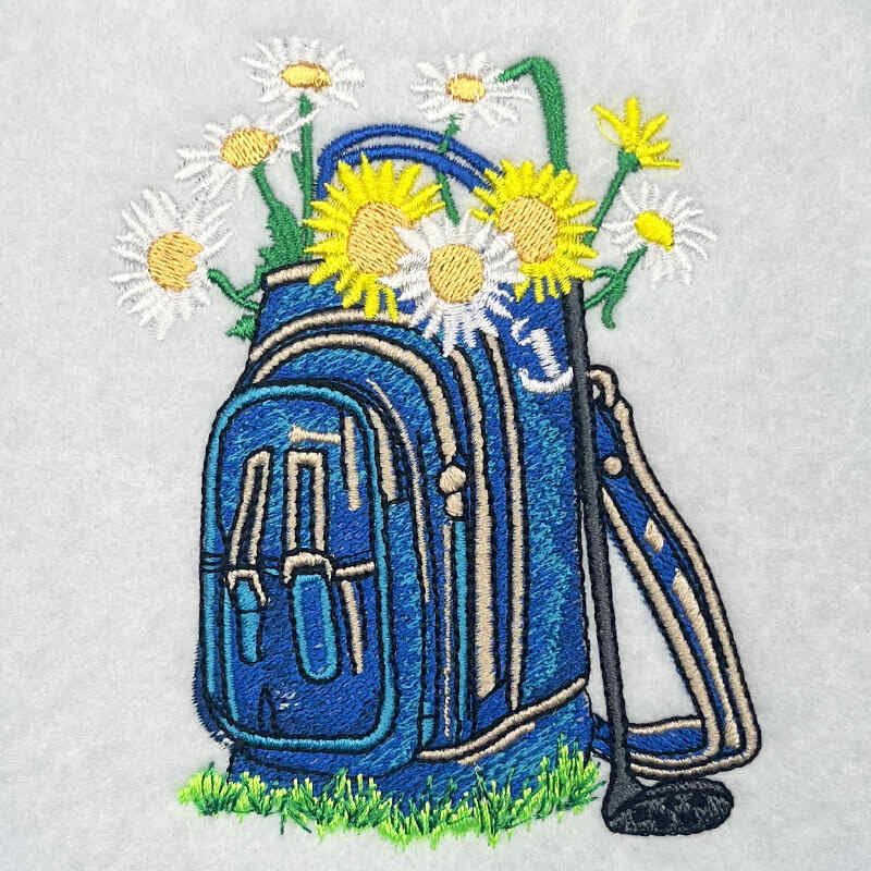 golf bag flowers embroidery design