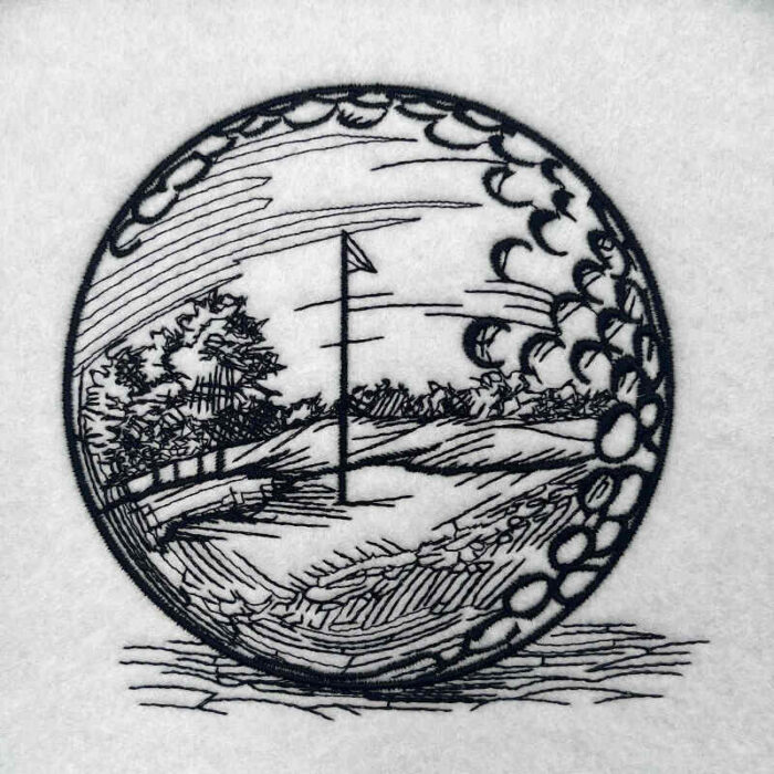 golf ball scene embroidery design