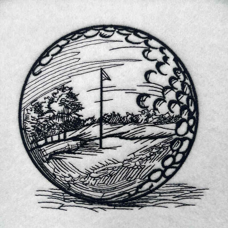 golf ball scene embroidery design