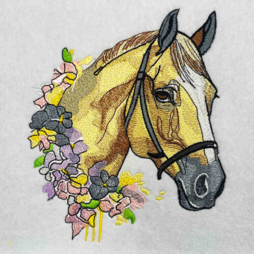 Horse and flowers 2 embroidery design