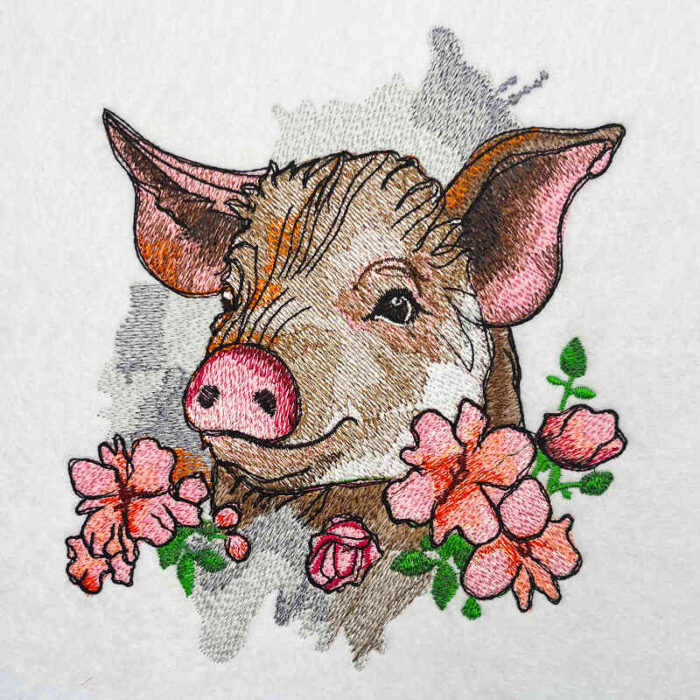 Premium Embroidery Design: EL Pretty Pigs – 5 sizes