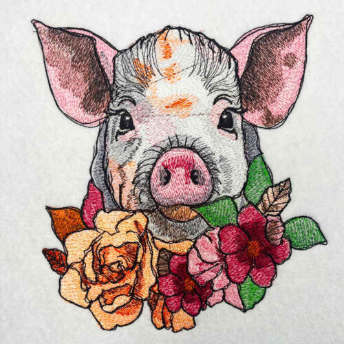 Pretty Pig 3 embroidery design