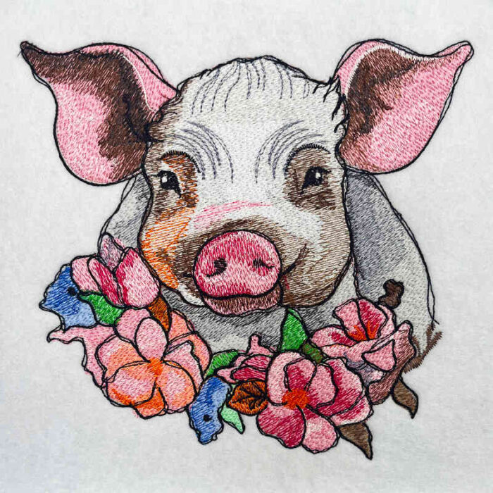 Pretty Pig 4 embroidery design
