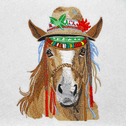 Premium Embroidery Design: EL Sombrero Horse 2 – 5 sizes