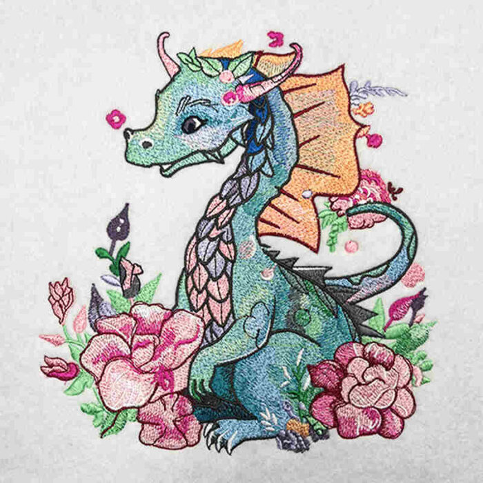 Premium Embroidery Design: Spring Dragon 1 – 5 sizes