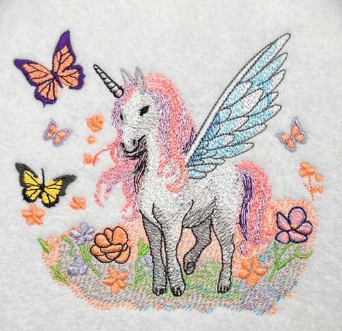 Embroidery Design: EL Unicorn Butterfly 4 - 3 sizes