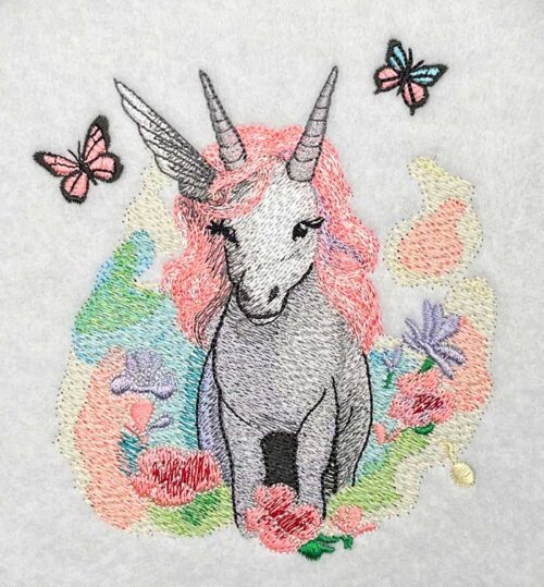 Embroidery Design: EL Unicorn Butterfly 6 - 3 sizes