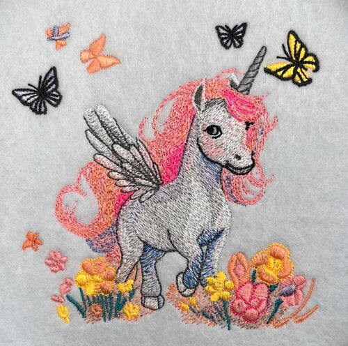 Embroidery Design: EL Unicorn Butterfly 7 - 3 sizes