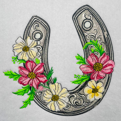 Floral Horseshoe embroidery design