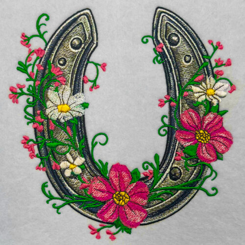 Floral Horseshoe embroidery design