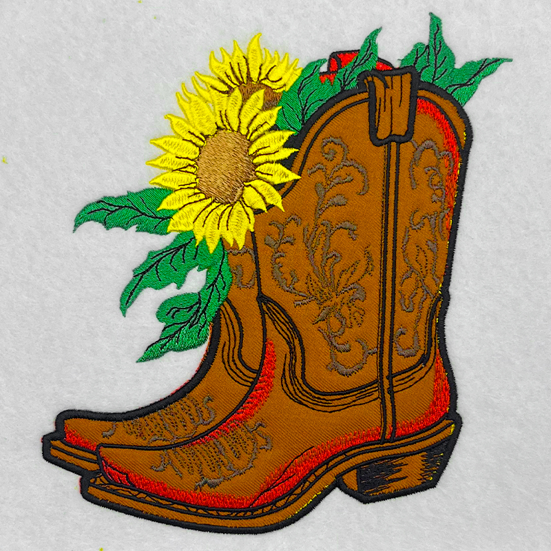 Sunflower boots embroidery design