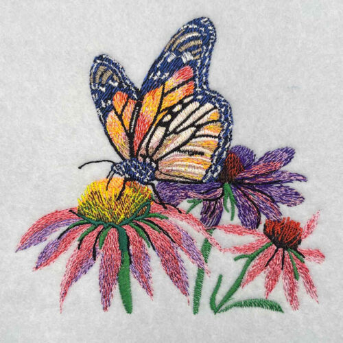 Monarch butterfly embroidery design