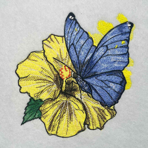 Morpho butterfly embroidery design