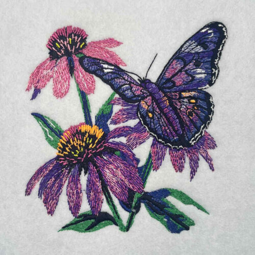 Peacock butterfly embroidery design