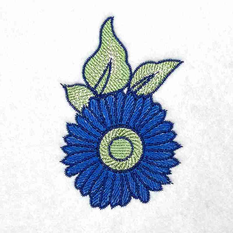Fashion Flower with leaves embroidery design