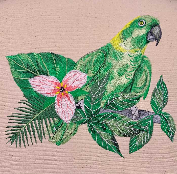 EL_RFC_4 | Embroidery Legacy parrot with flowers embroidery design