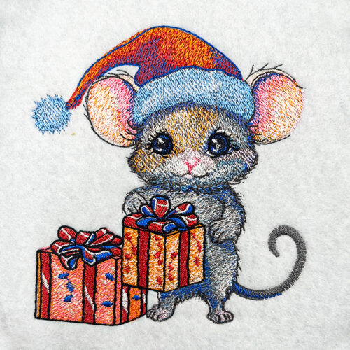 Embroidery Design: Santa Mouse 1 – 4.62w x 4.93h