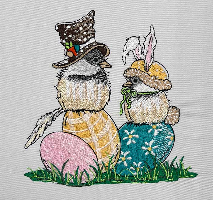 EasterEggsChickadee | Embroidery Legacy Easter eggs chickadee embroidery design