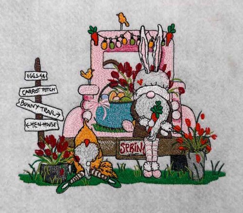 easter gnome pink truck