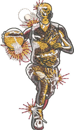 gold basketball player embroidery design