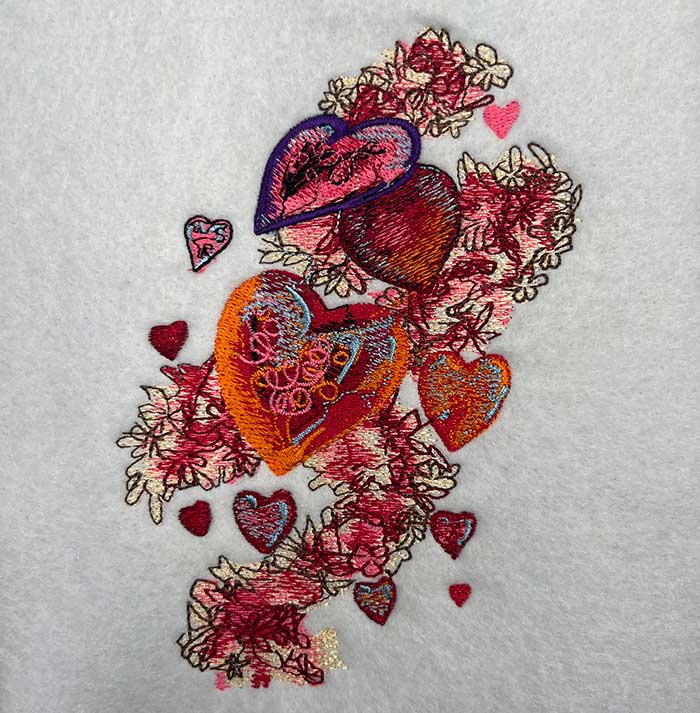 F-5748-HeartsRibbon_sewout | Embroidery Legacy Heart ribbon embroidery design