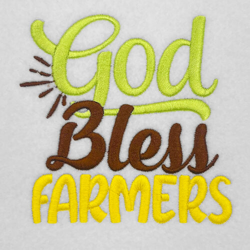 God bless farmers embroidery design