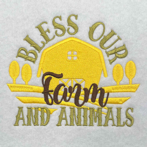 Embroidery Design: Bless Our Farm – 5.00w x 4.23h