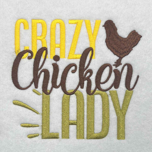 Crazy Chicken Lady embroidery design
