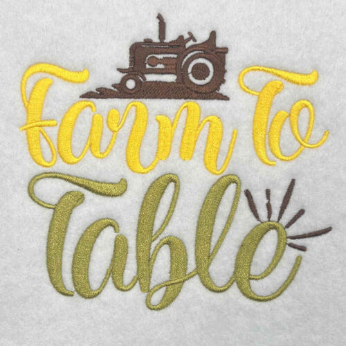 Farm to table embroidery design