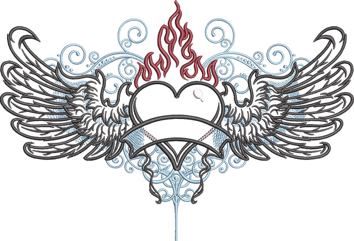 FlameHeartWingsApplique200x300 | Embroidery Legacy Flame Heart Wings Applique Embroidery Design