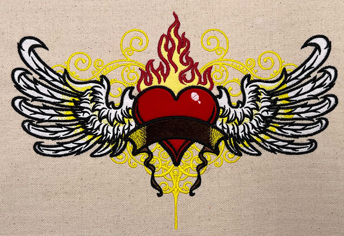 FlameHeartWingsAppliquesewout | Embroidery Legacy Flame Heart Wings Applique embroidery design