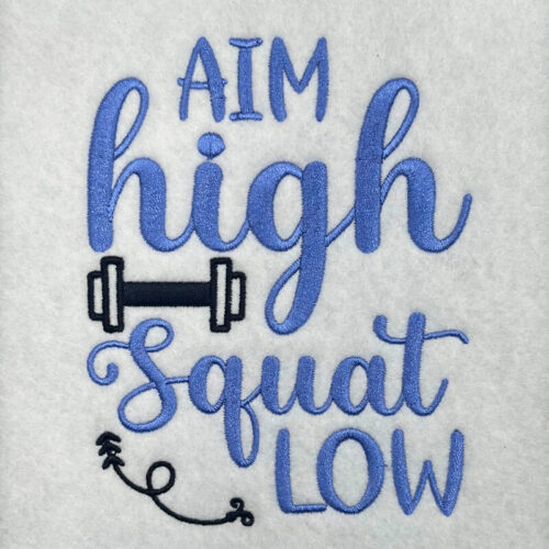 aim high squat low embroidery design