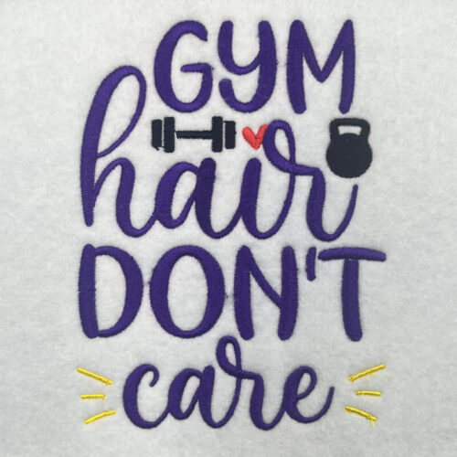 gym hair embroidery design