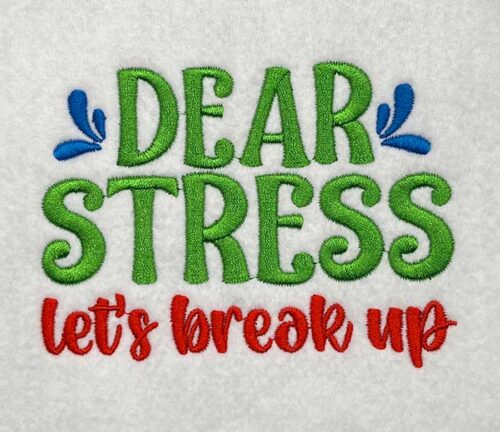 Dear stress embroidery design