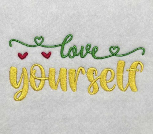 Love yourself embroidery design