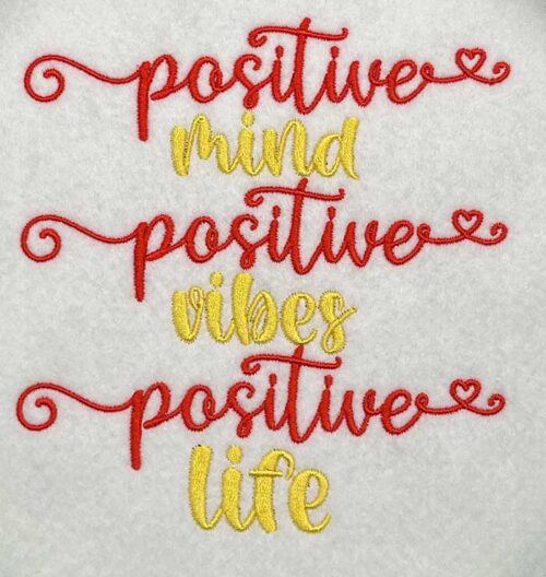 positive vibes embroidery design