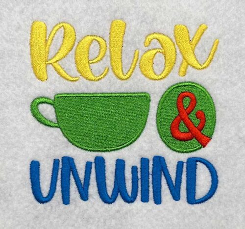 relax and unwind embroidery design