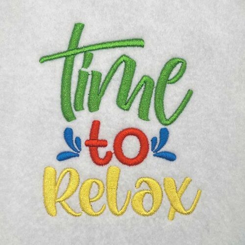 time to relax embroidery design