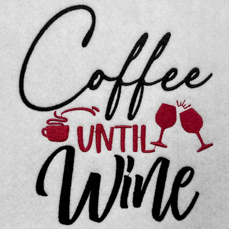 coffee until wine embroidery design