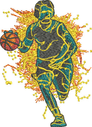 Lava basketball player embroidery design